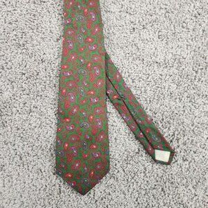 Vintage Brooks Brothers Makers Silk Tie Green Paisley Repp 3.5 x 55 Sheep Career